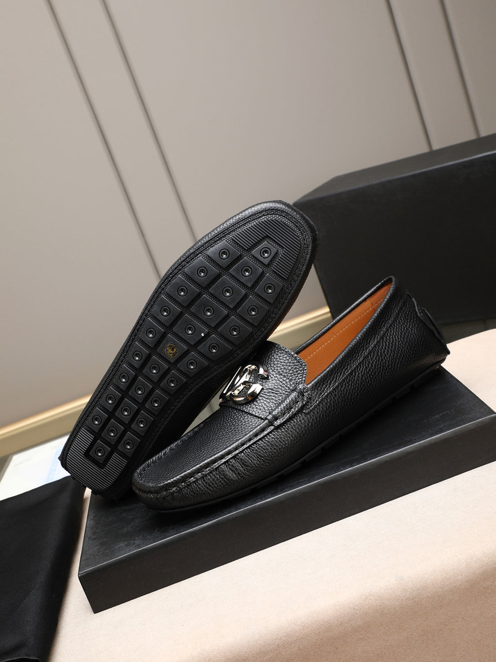 Dolce & Gabbana DG Men's Slip-On Moccasin Loafers with Metal Detail