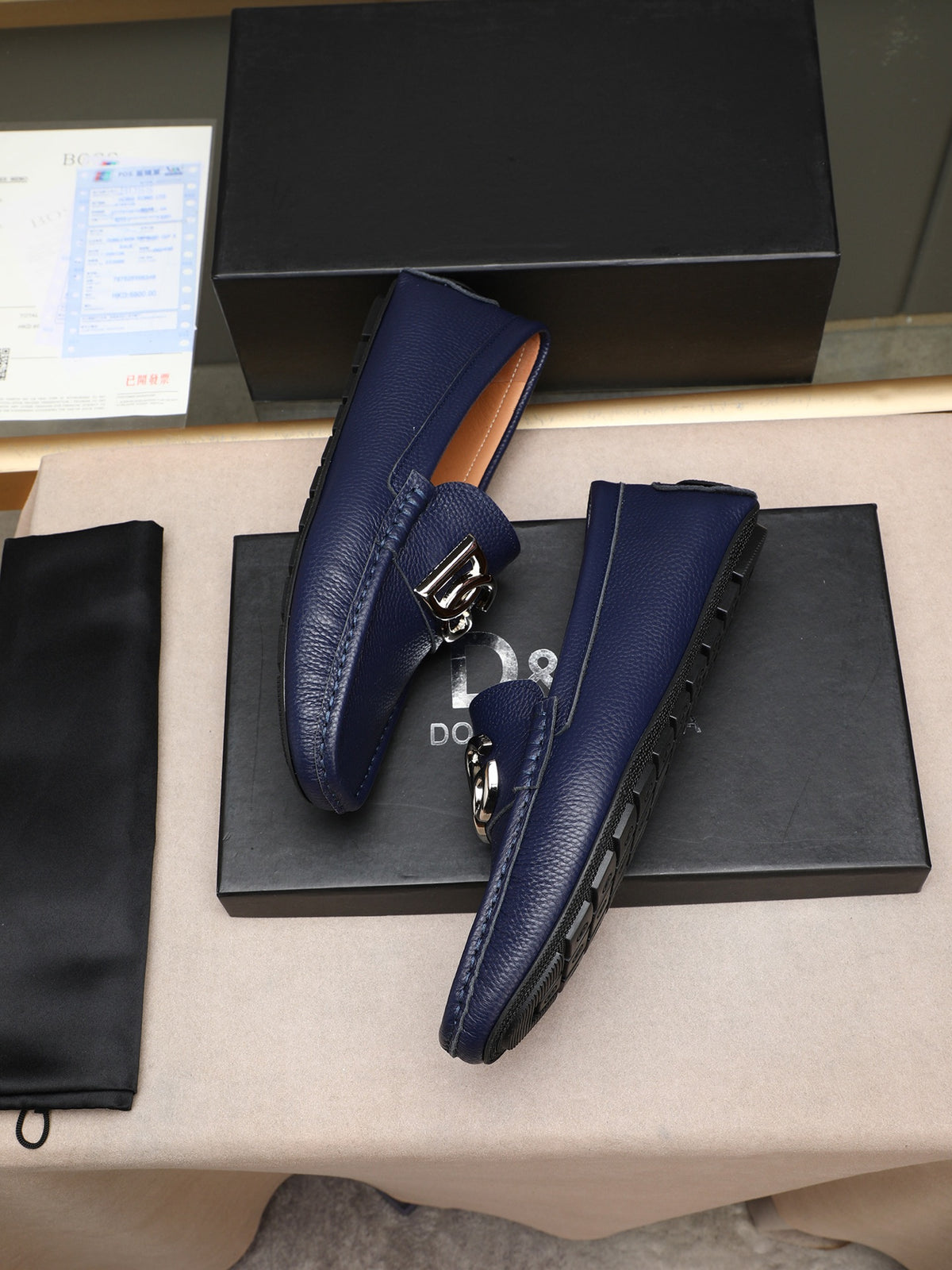 Dolce & Gabbana DG Men's Slip-On Moccasin Loafers with Metal Detail