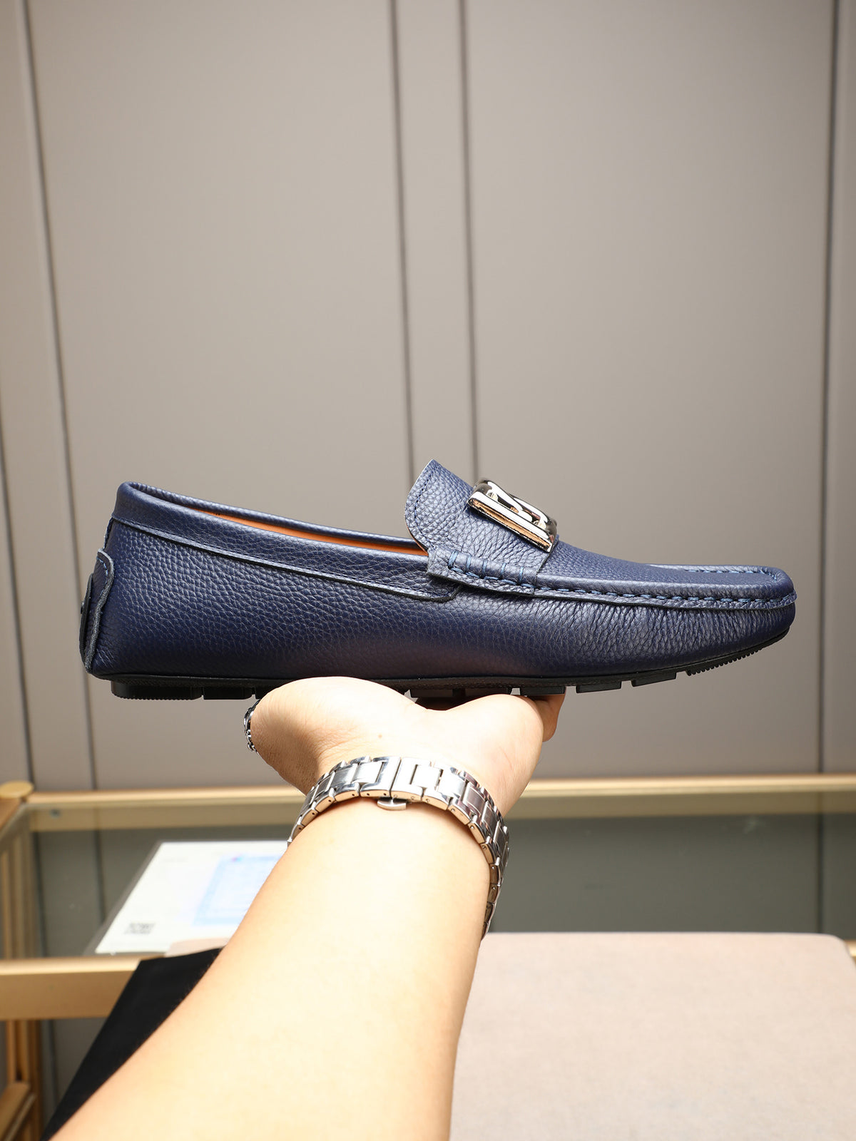 Dolce & Gabbana DG Men's Slip-On Moccasin Loafers with Metal Detail