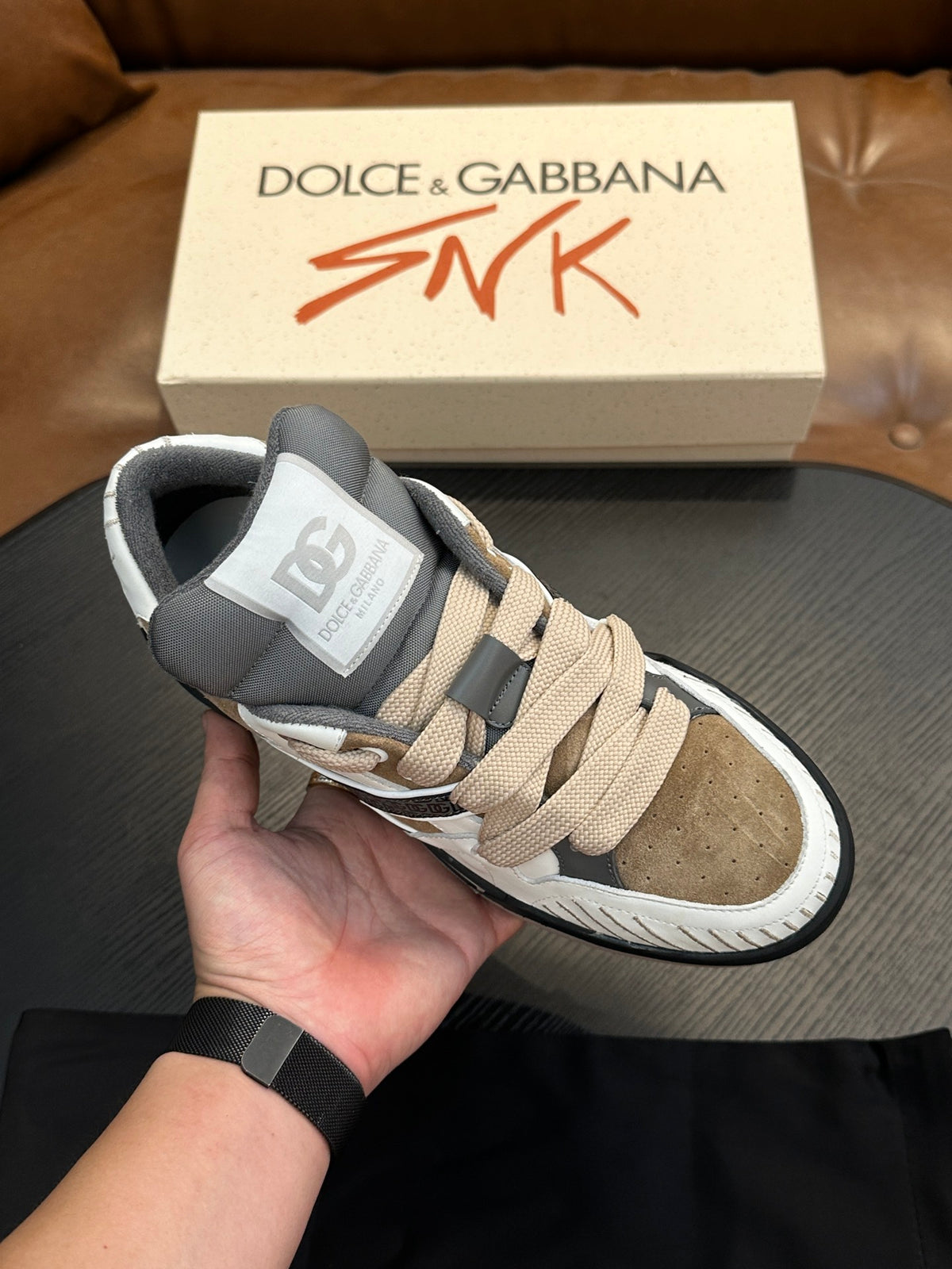 Dolce & Gabbana DG Cushion Calfskin Skate Sneakers with TPU Sole