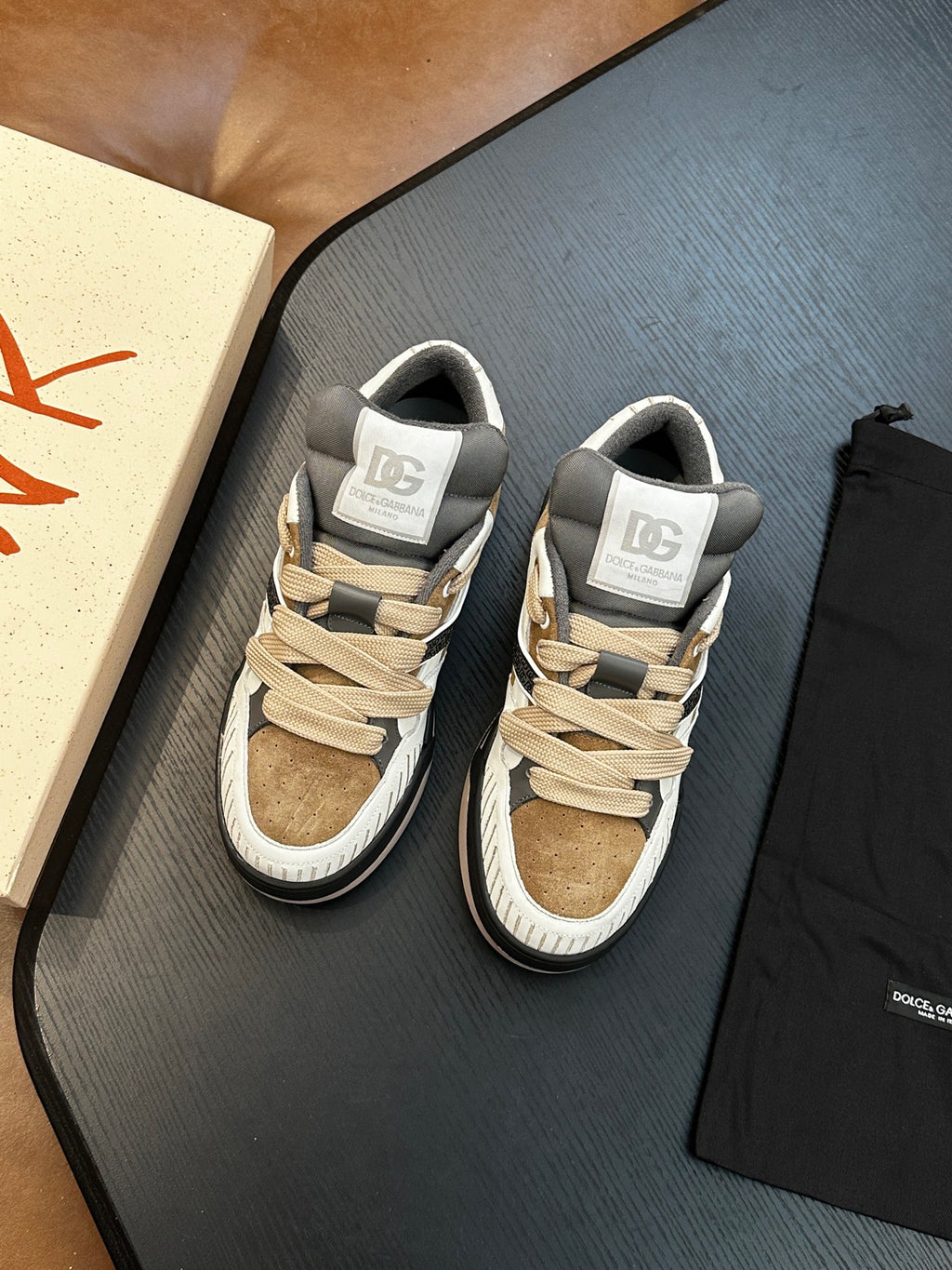Dolce & Gabbana DG Cushion Calfskin Skate Sneakers with TPU Sole