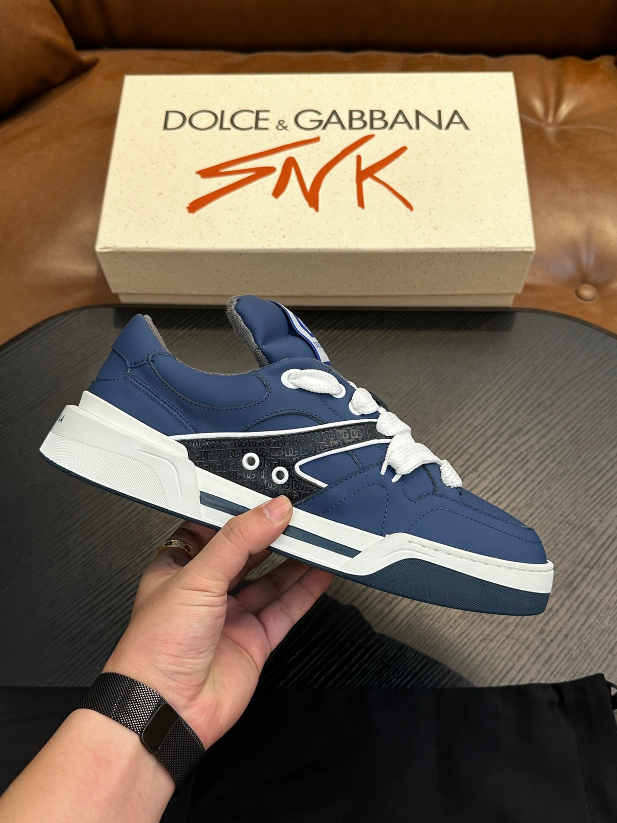 Dolce & Gabbana DG Cushion Calfskin Skate Sneakers with TPU Sole