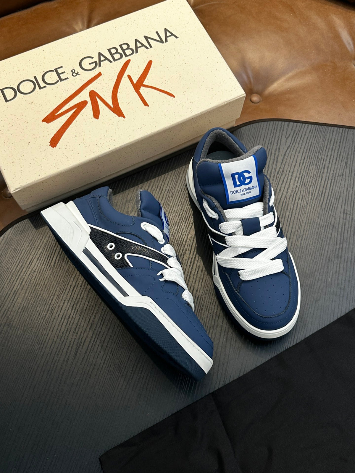 Dolce & Gabbana DG Cushion Calfskin Skate Sneakers with TPU Sole