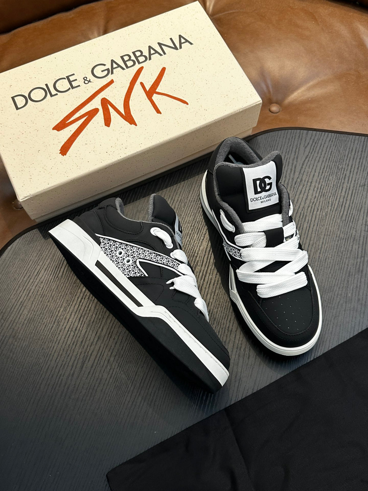 Dolce & Gabbana DG Cushion Calfskin Skate Sneakers with TPU Sole