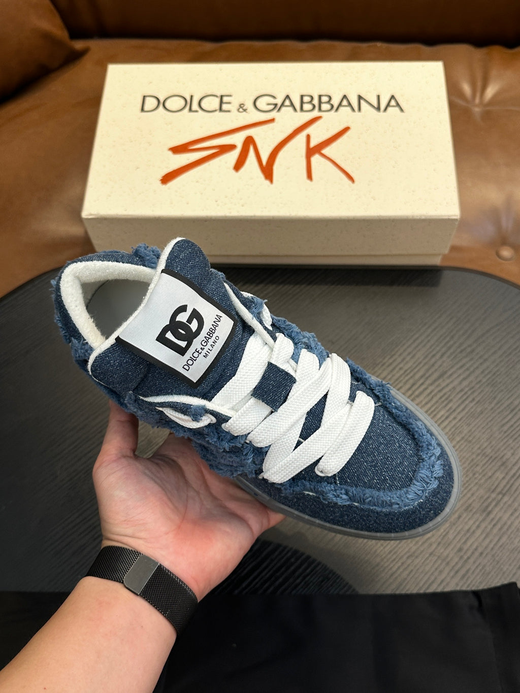 Dolce & Gabbana DG Cushion Calfskin Skate Sneakers with TPU Sole