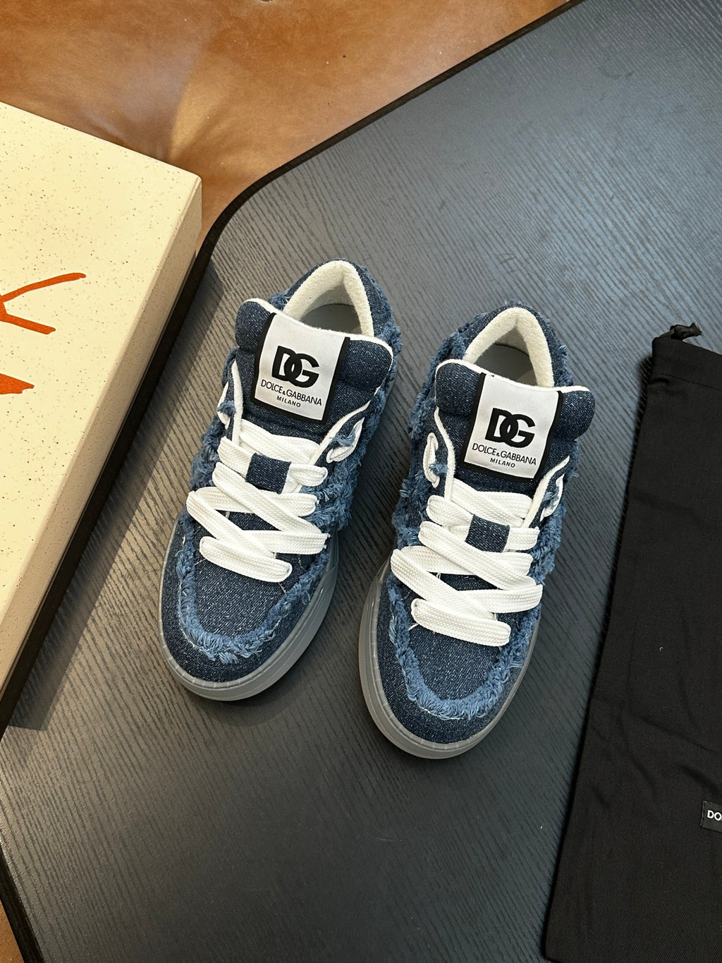 Dolce & Gabbana DG Cushion Calfskin Skate Sneakers with TPU Sole