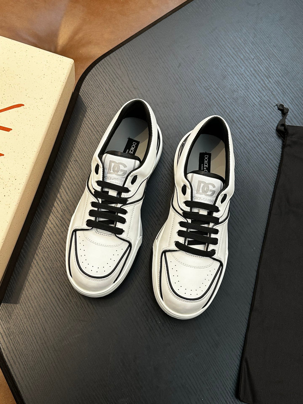 Dolce & Gabbana DG Cushion Calfskin Skate Sneakers with TPU Sole