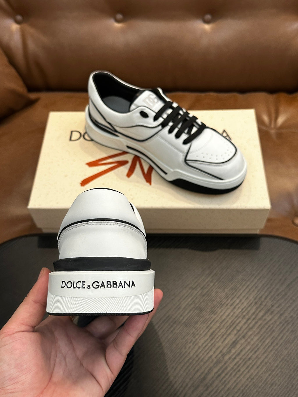 Dolce & Gabbana DG Cushion Calfskin Skate Sneakers with TPU Sole