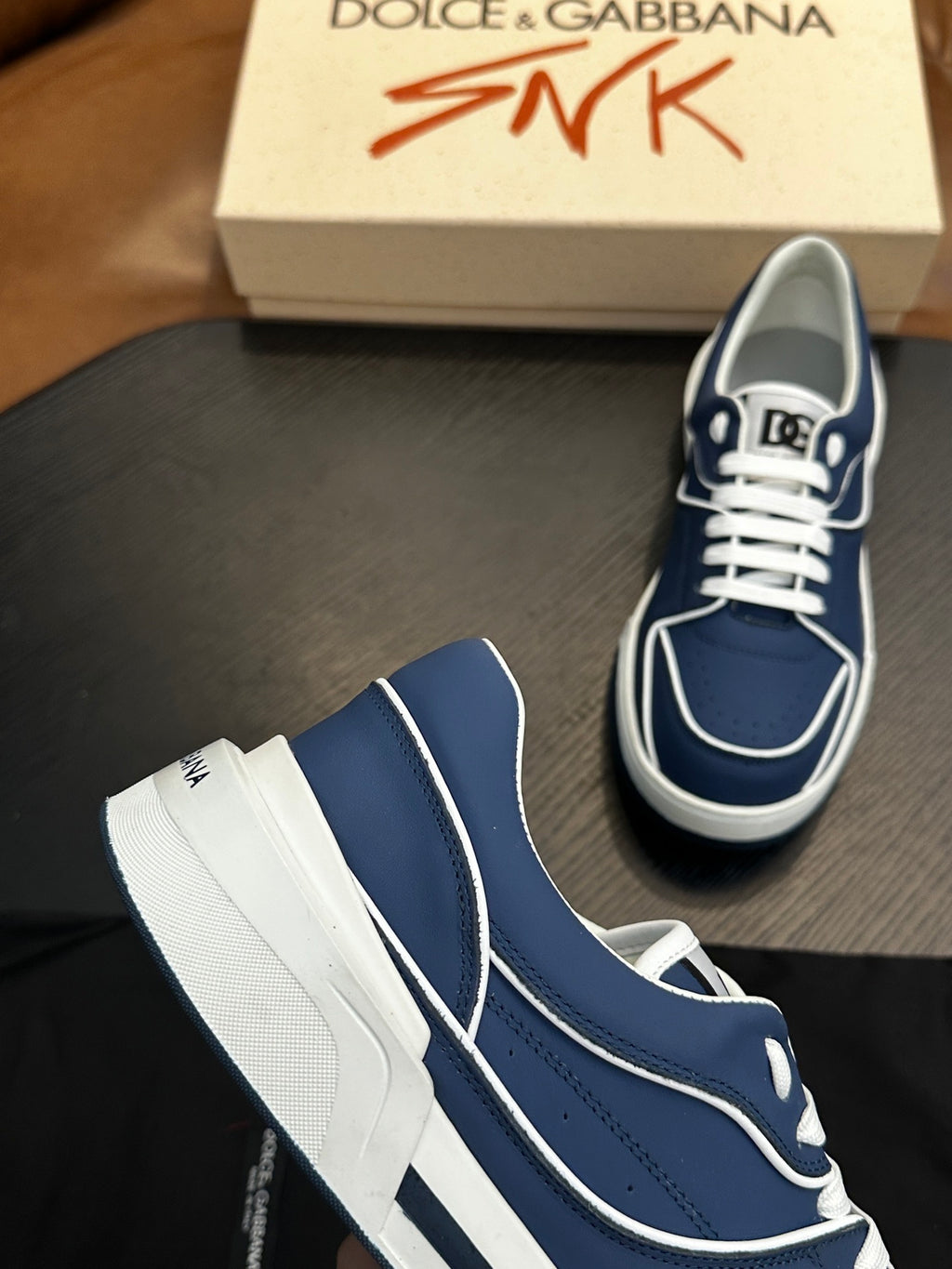 Dolce & Gabbana DG Cushion Calfskin Skate Sneakers with TPU Sole