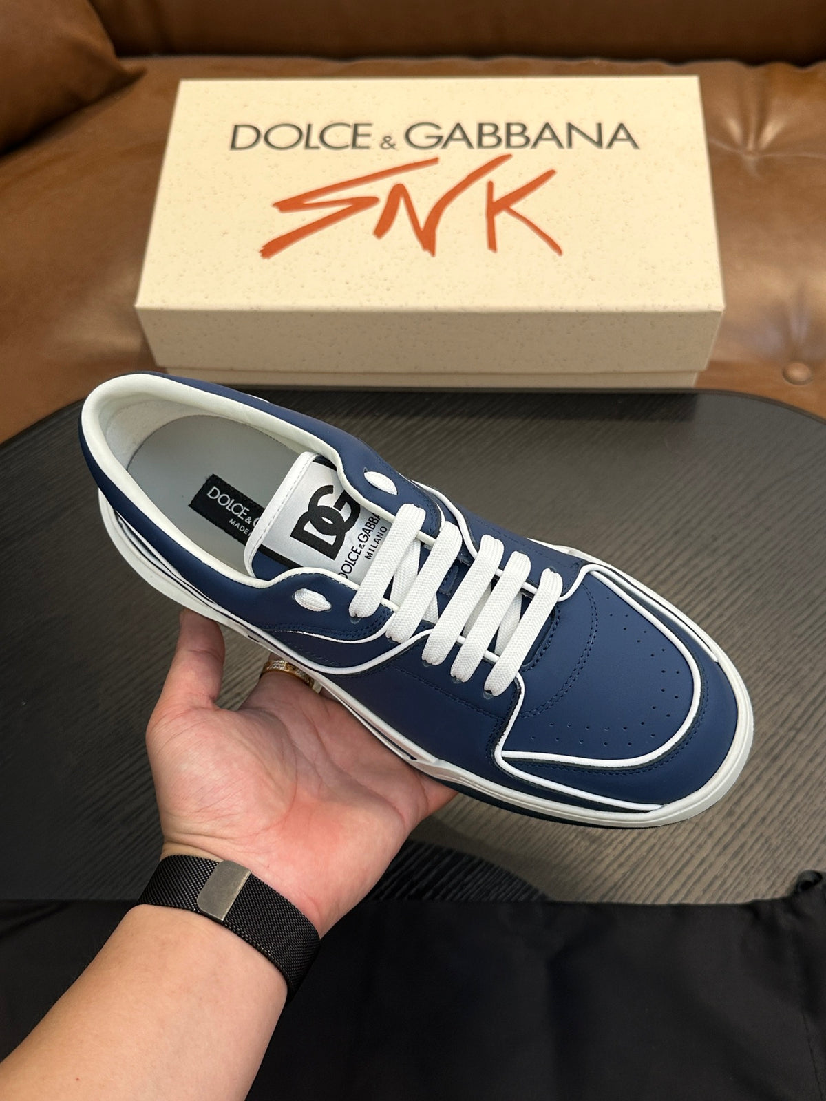 Dolce & Gabbana DG Cushion Calfskin Skate Sneakers with TPU Sole