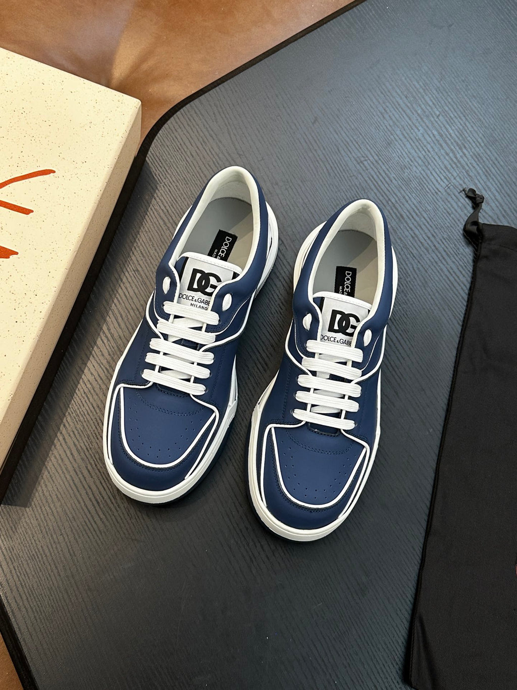 Dolce & Gabbana DG Cushion Calfskin Skate Sneakers with TPU Sole
