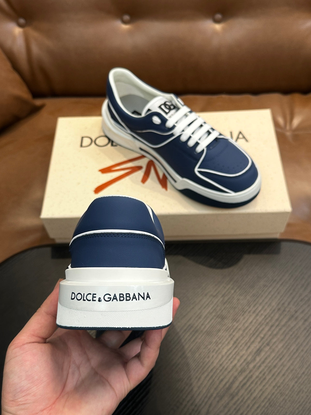 Dolce & Gabbana DG Cushion Calfskin Skate Sneakers with TPU Sole