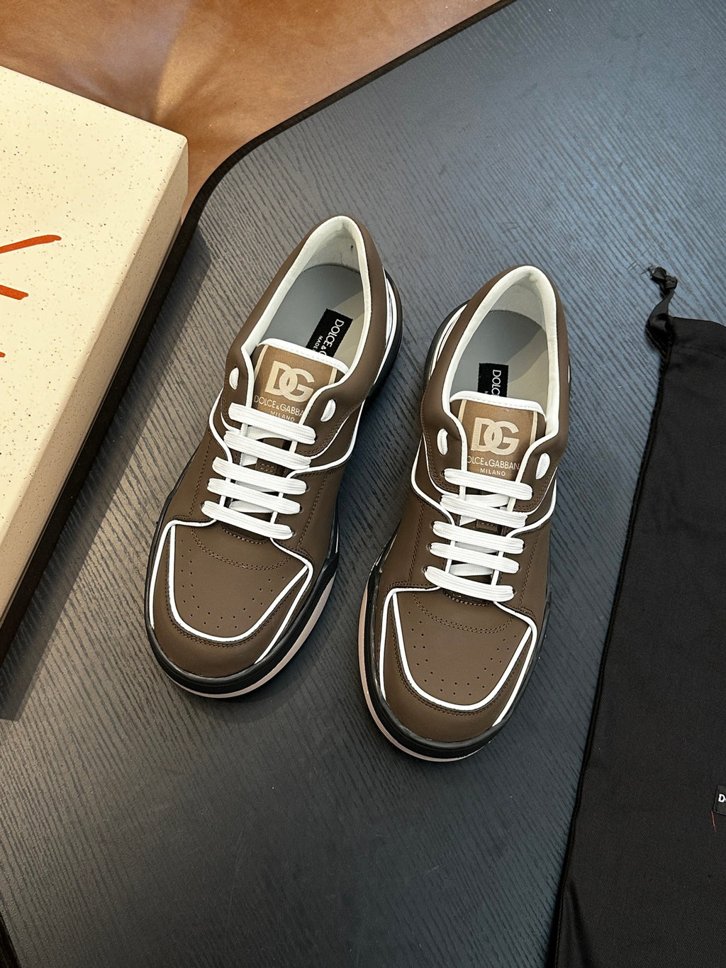 Dolce & Gabbana DG Cushion Calfskin Skate Sneakers with TPU Sole
