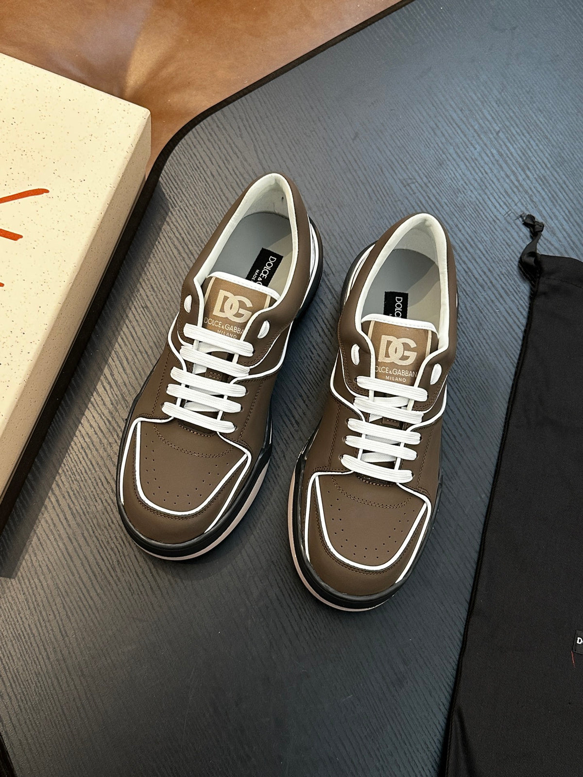 Dolce & Gabbana DG Cushion Calfskin Skate Sneakers with TPU Sole