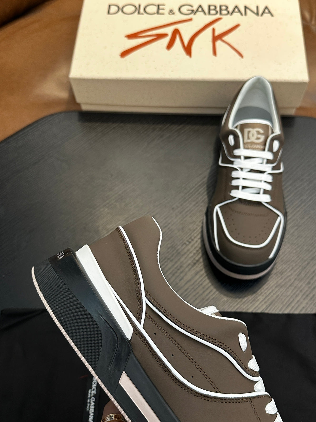 Dolce & Gabbana DG Cushion Calfskin Skate Sneakers with TPU Sole