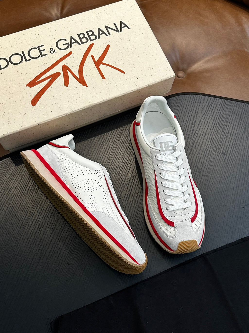 Dolce & Gabbana DG Cushion Calfskin Skate Sneakers with TPU Sole