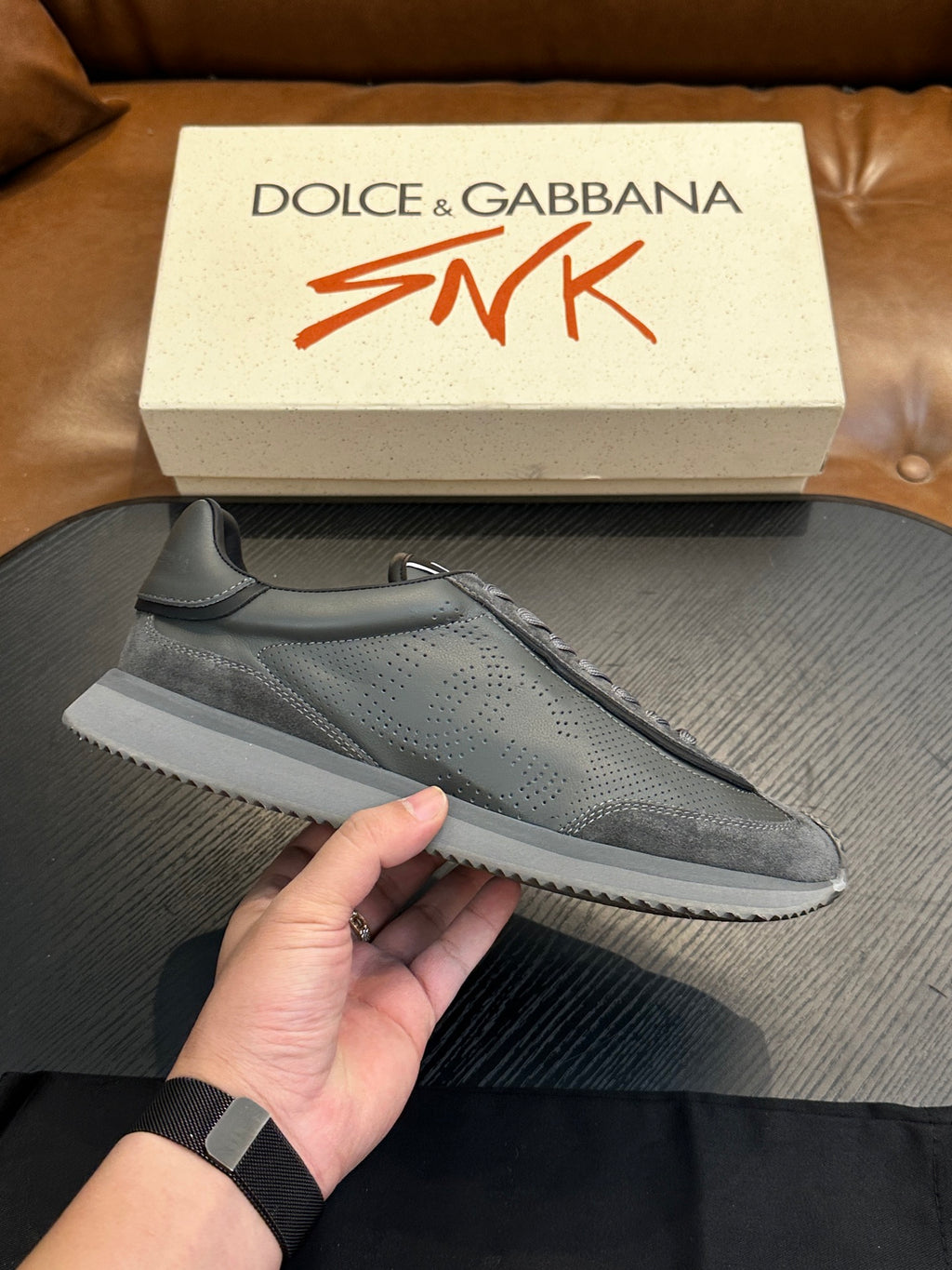 Dolce & Gabbana DG Cushion Calfskin Skate Sneakers with TPU Sole