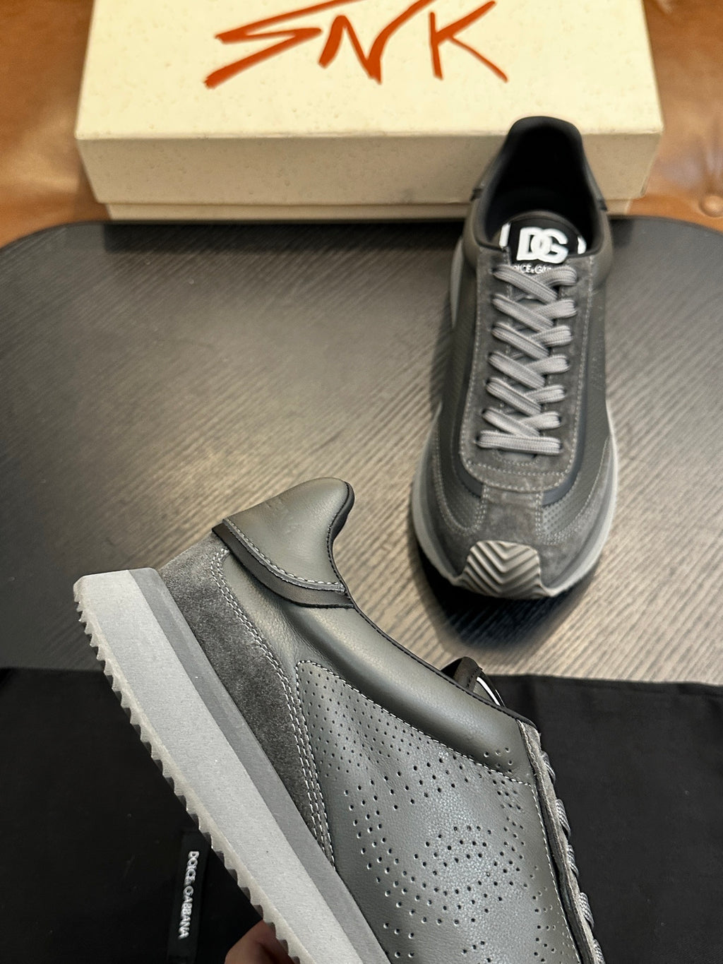 Dolce & Gabbana DG Cushion Calfskin Skate Sneakers with TPU Sole