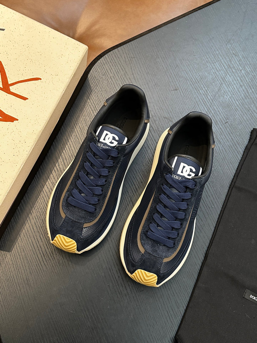 Dolce & Gabbana DG Cushion Calfskin Skate Sneakers with TPU Sole