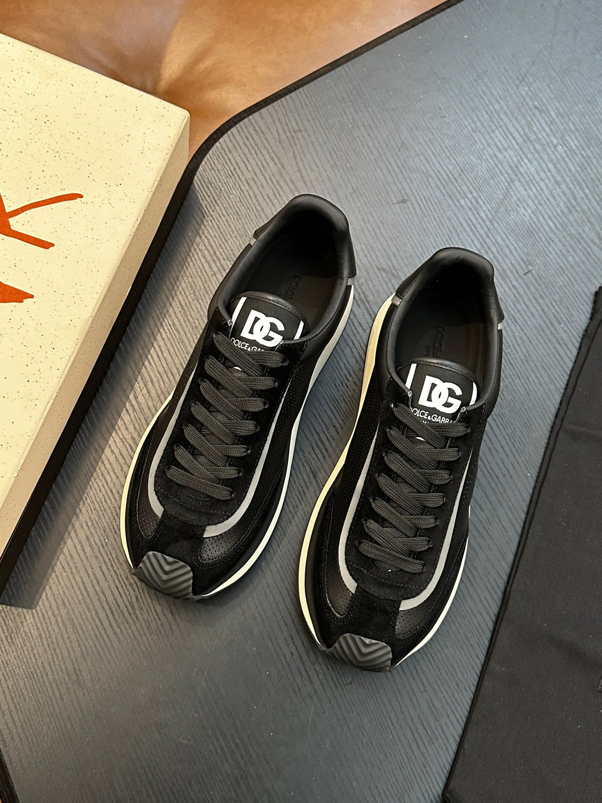 Dolce & Gabbana DG Cushion Calfskin Skate Sneakers with TPU Sole