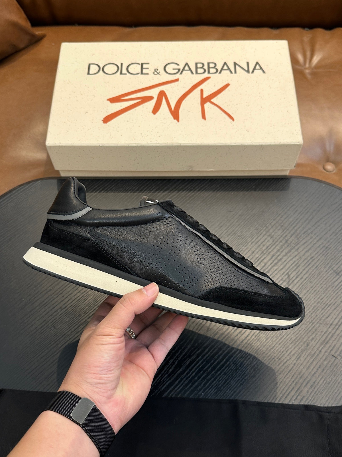 Dolce & Gabbana DG Cushion Calfskin Skate Sneakers with TPU Sole