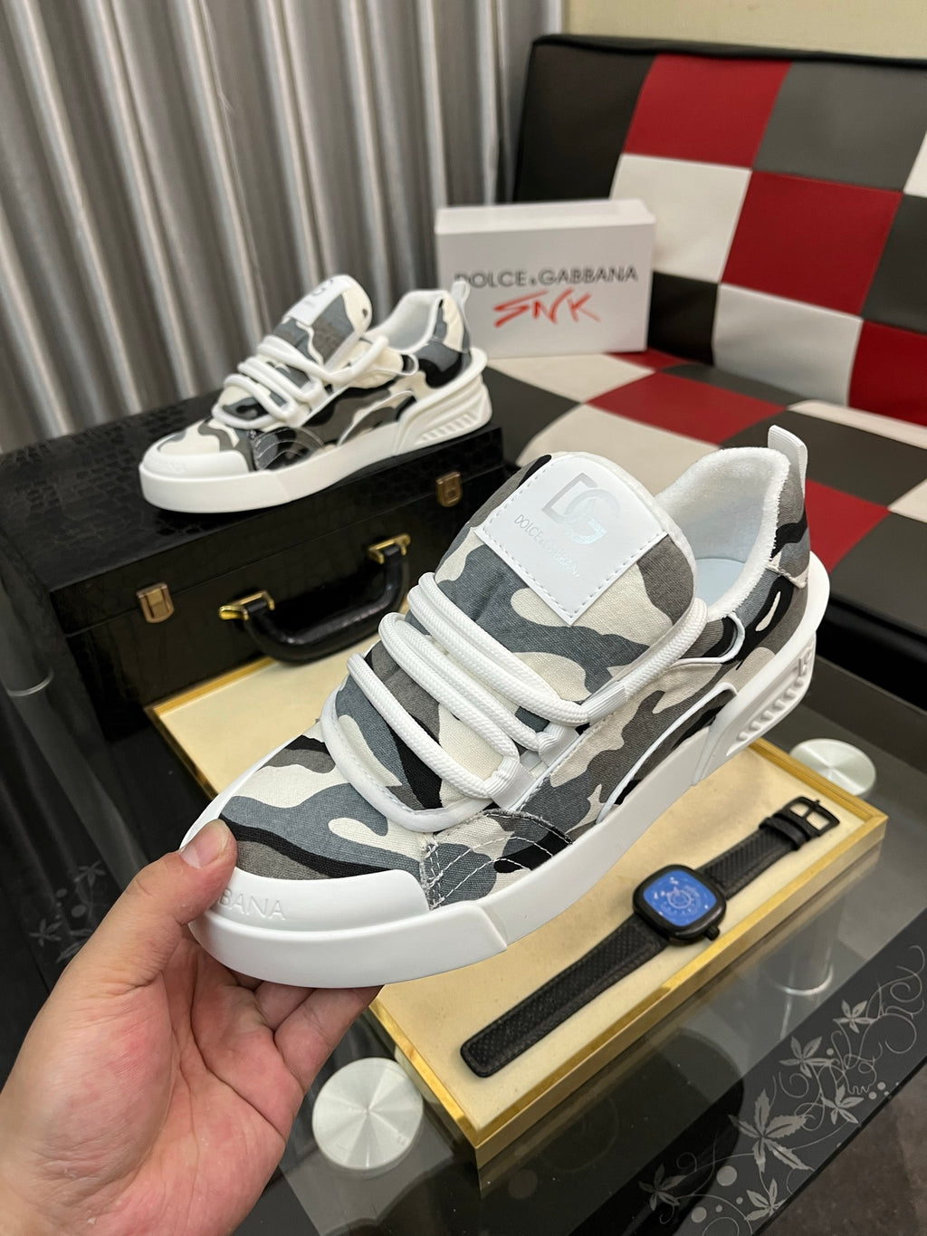 Dolce & Gabbana DG Silk Calfskin & Nubuck Casual Sneakers