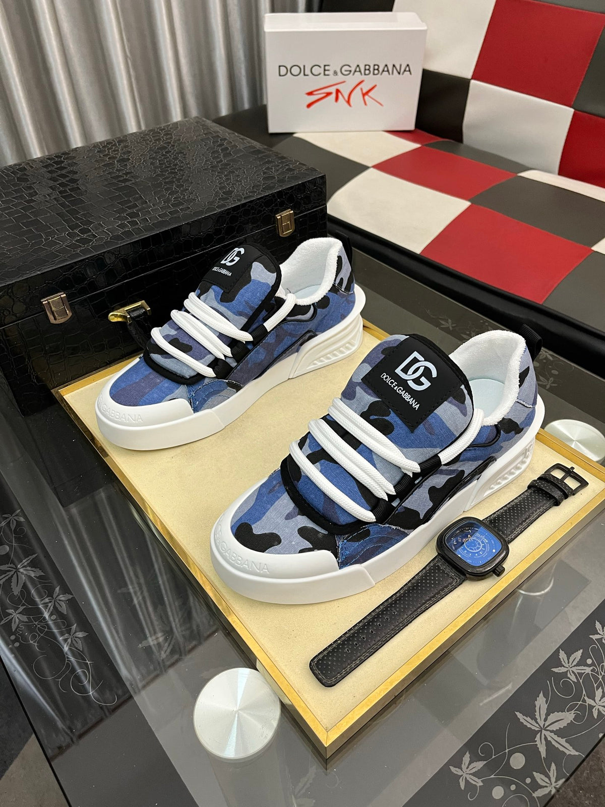 Dolce & Gabbana DG Silk Calfskin & Nubuck Casual Sneakers