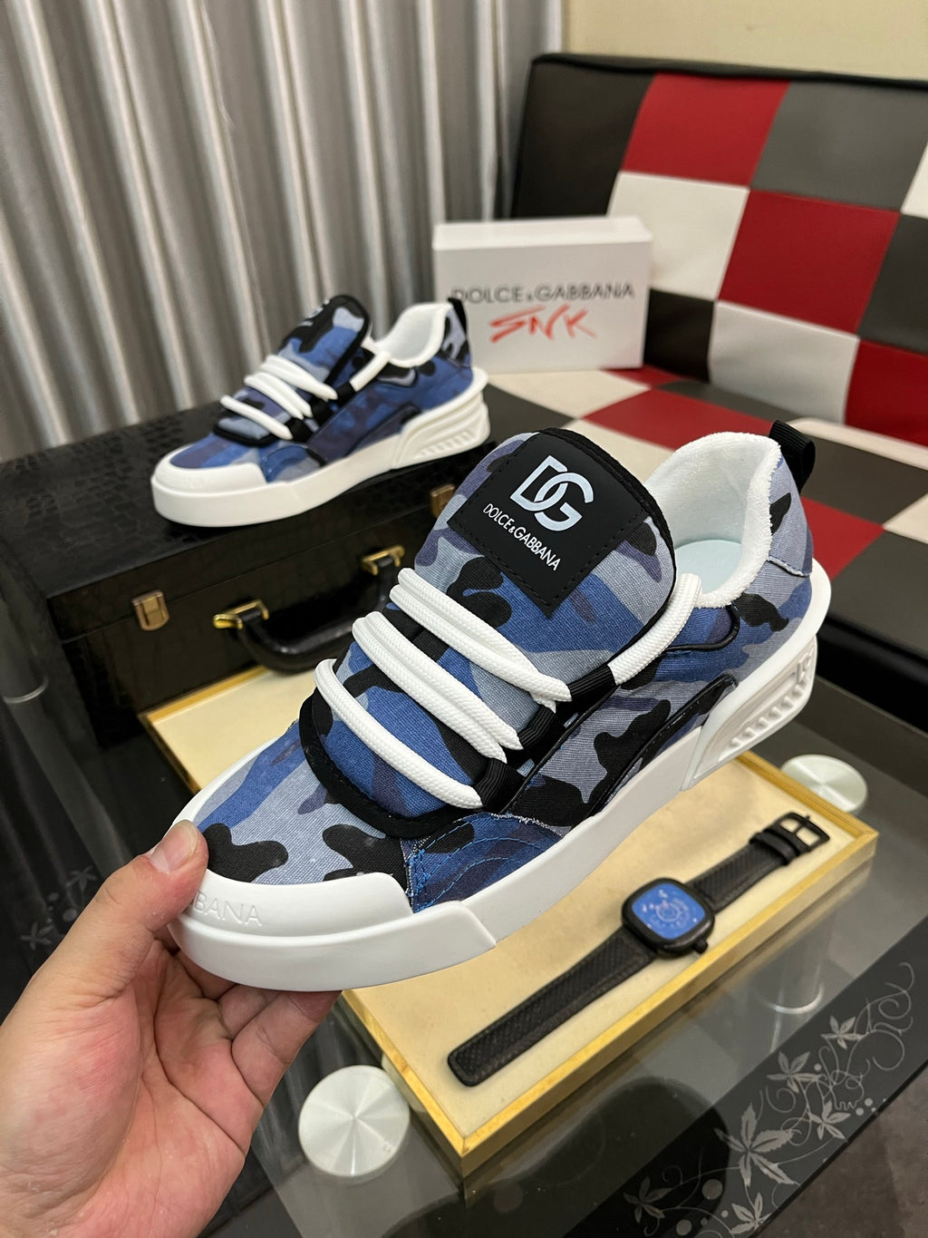 Dolce & Gabbana DG Silk Calfskin & Nubuck Casual Sneakers