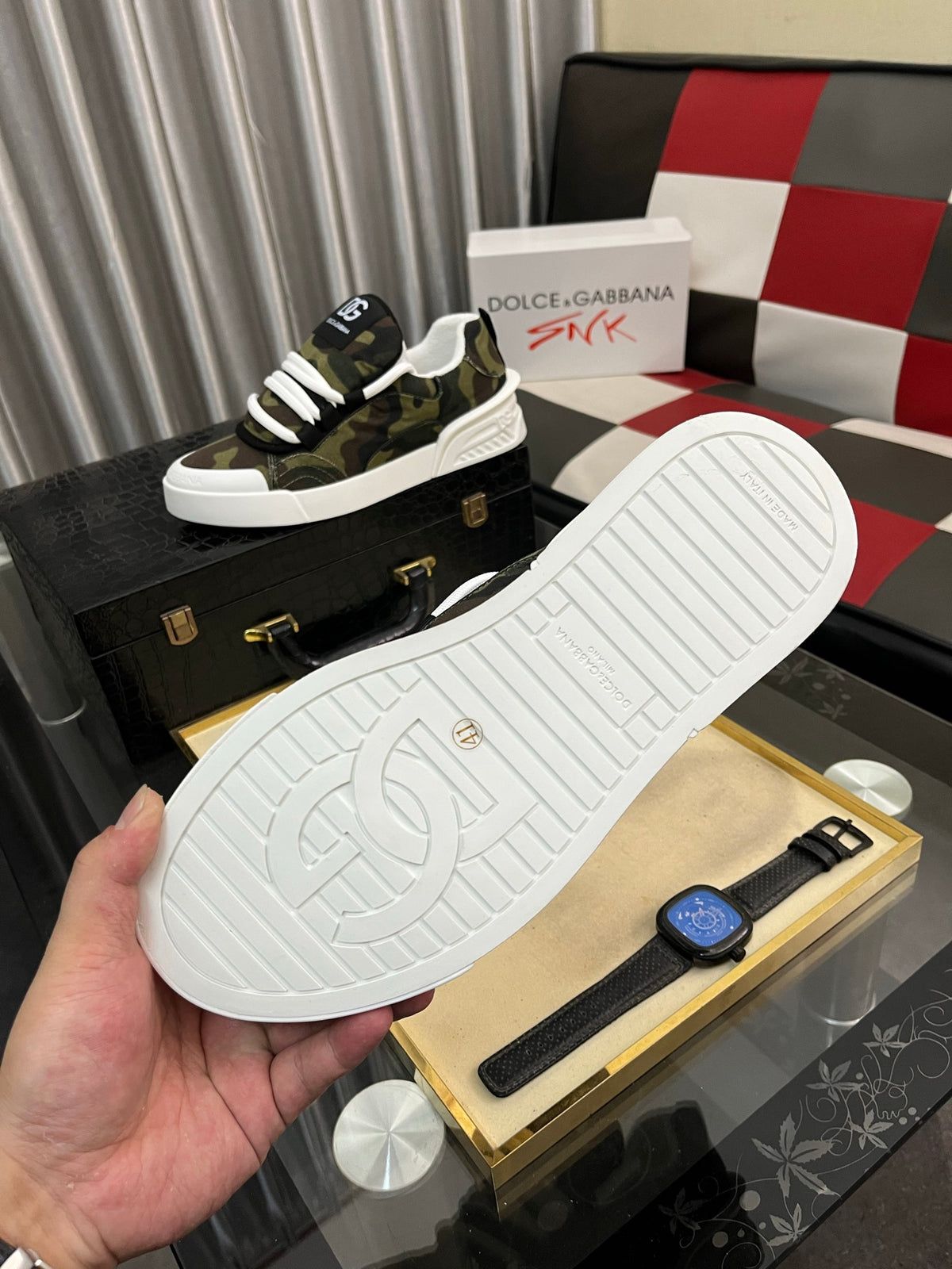Dolce & Gabbana DG Silk Calfskin & Nubuck Casual Sneakers