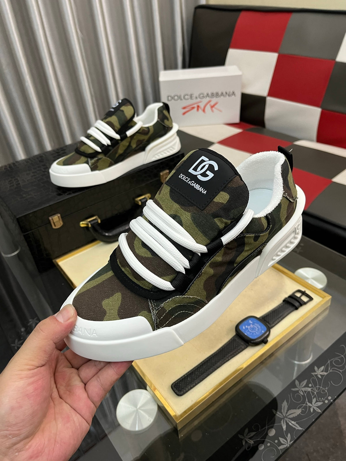 Dolce & Gabbana DG Silk Calfskin & Nubuck Casual Sneakers