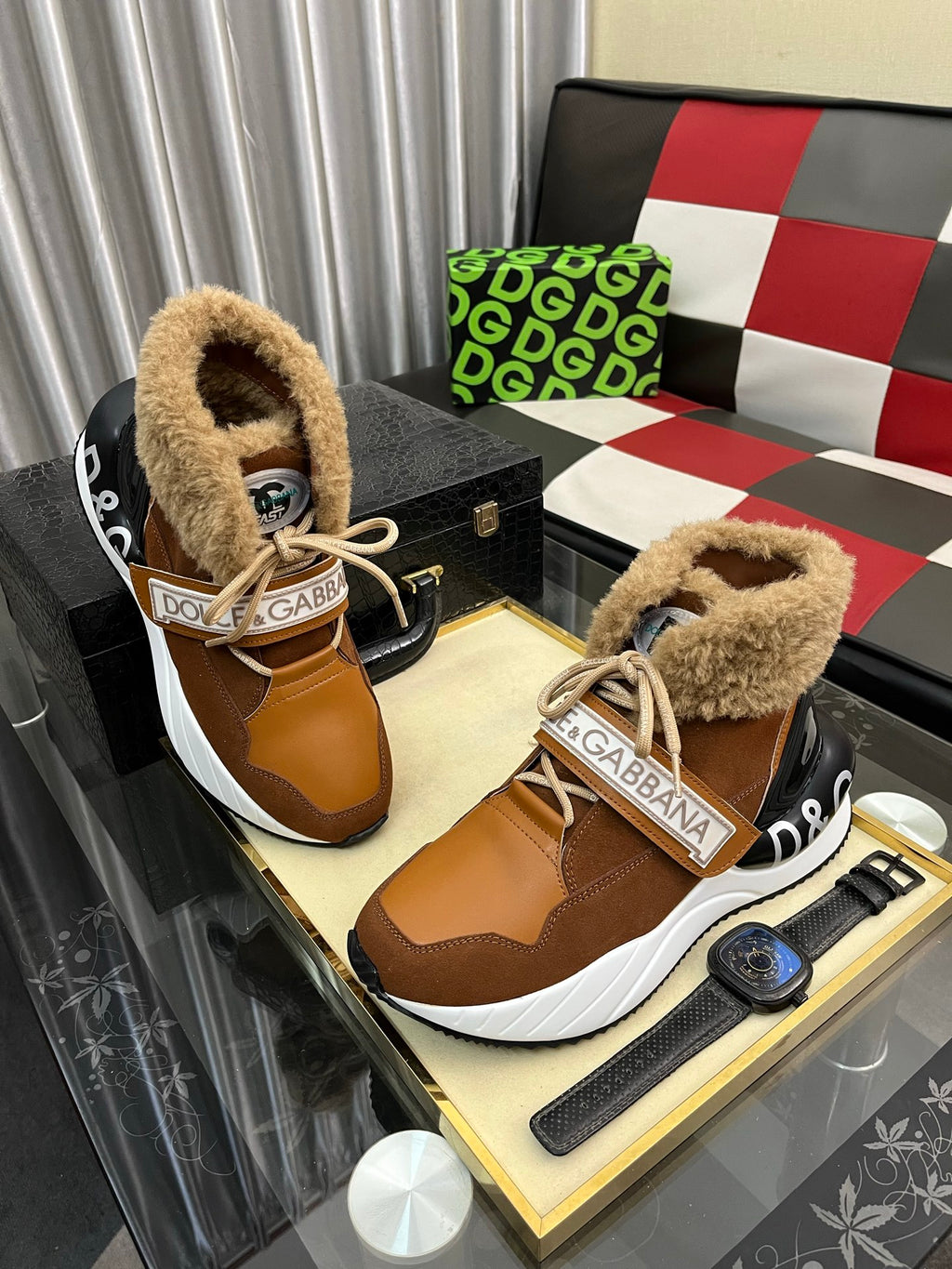 Dolce & Gabbana DG Silk Calfskin & Nubuck Casual Sneakers