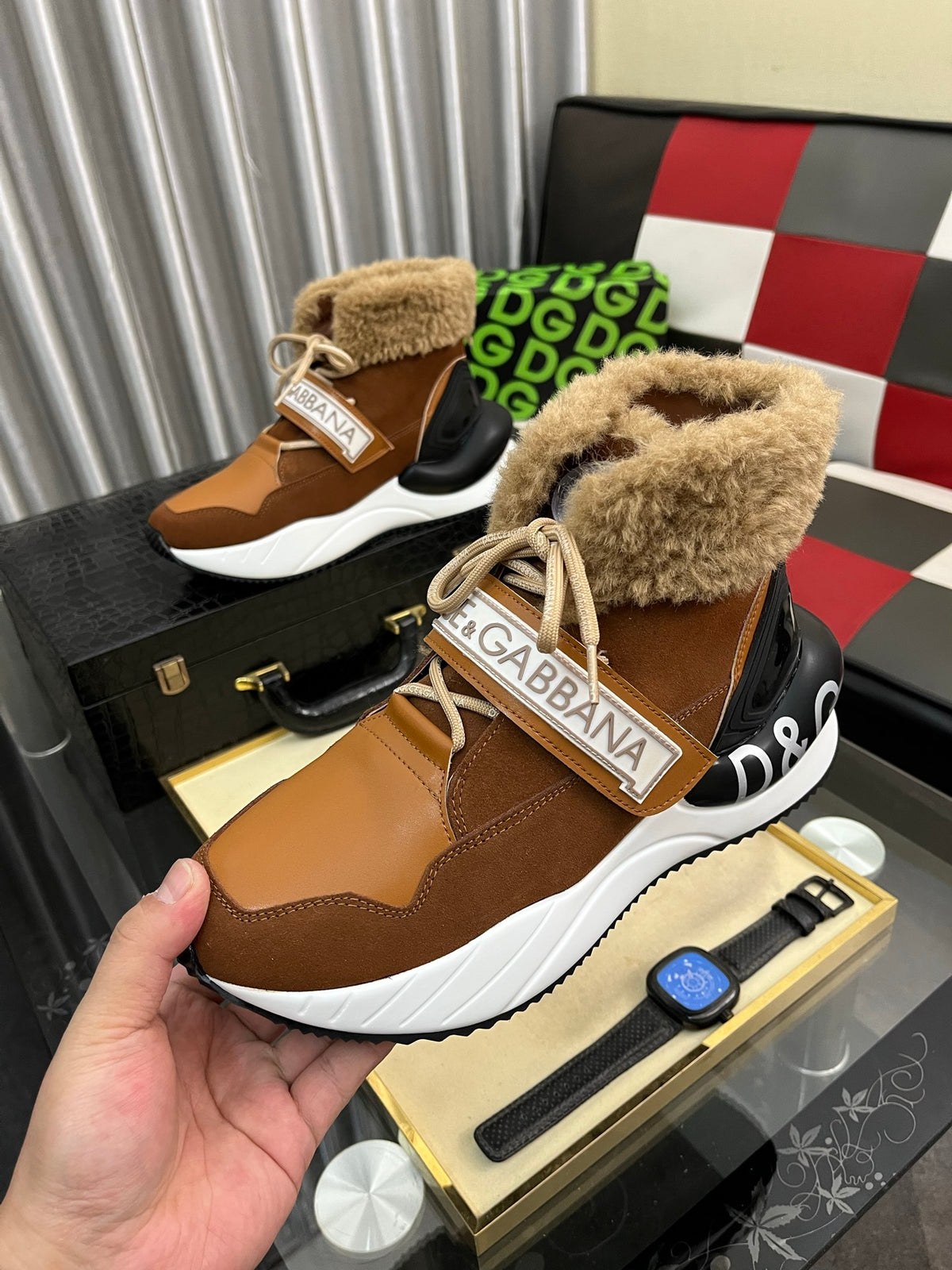 Dolce & Gabbana DG Silk Calfskin & Nubuck Casual Sneakers