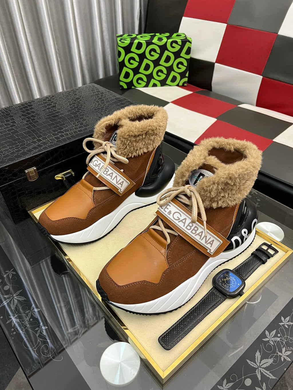 Dolce & Gabbana DG Silk Calfskin & Nubuck Casual Sneakers