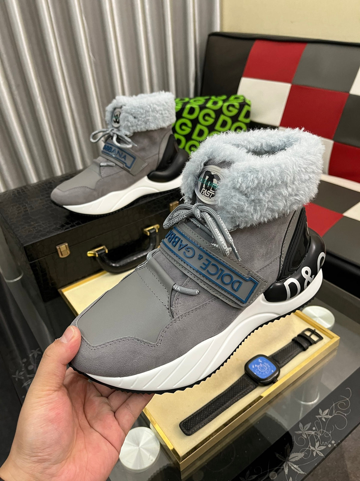 Dolce & Gabbana DG Silk Calfskin & Nubuck Casual Sneakers