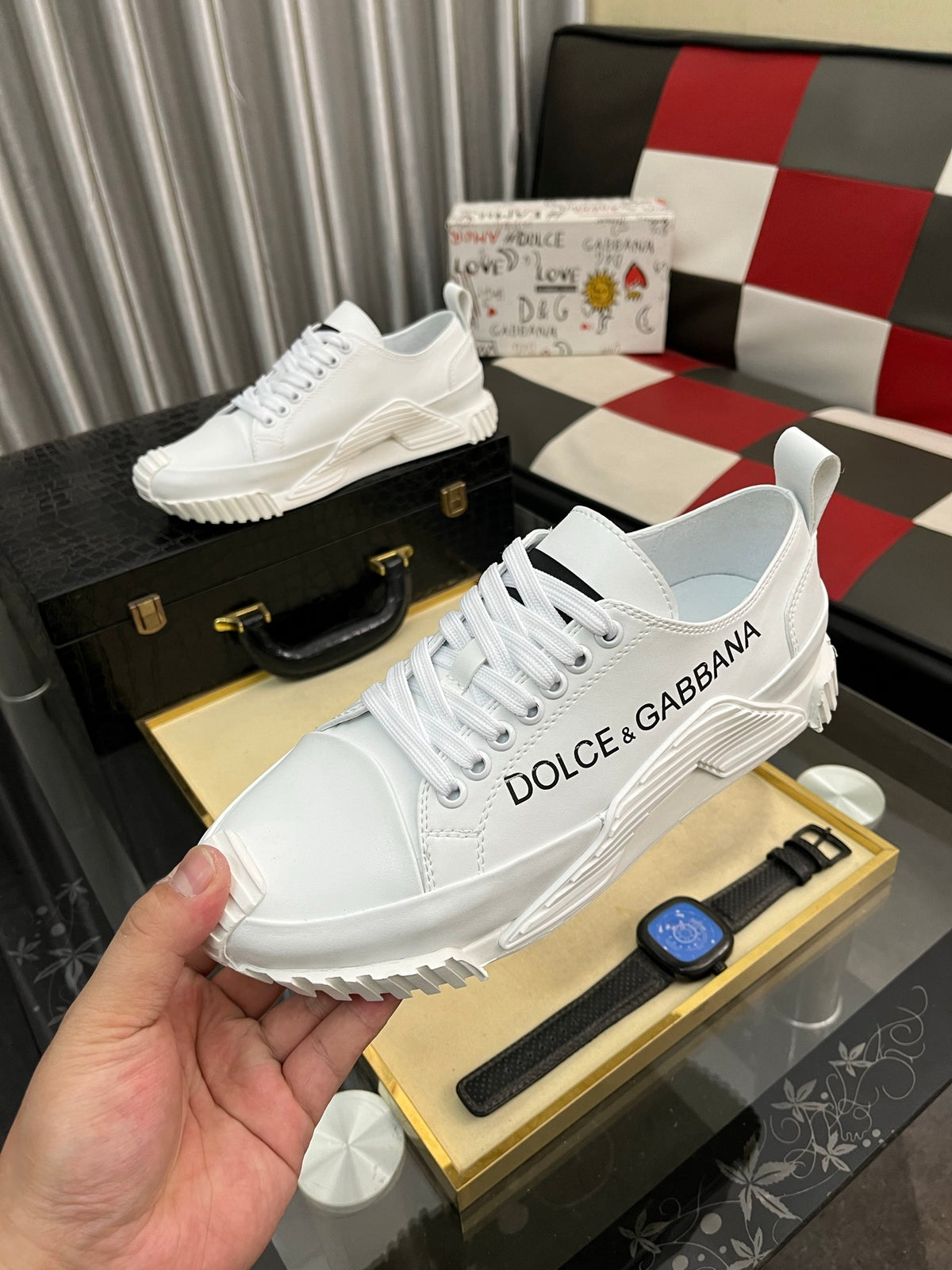 Dolce & Gabbana DG Silk Calfskin & Nubuck Casual Sneakers