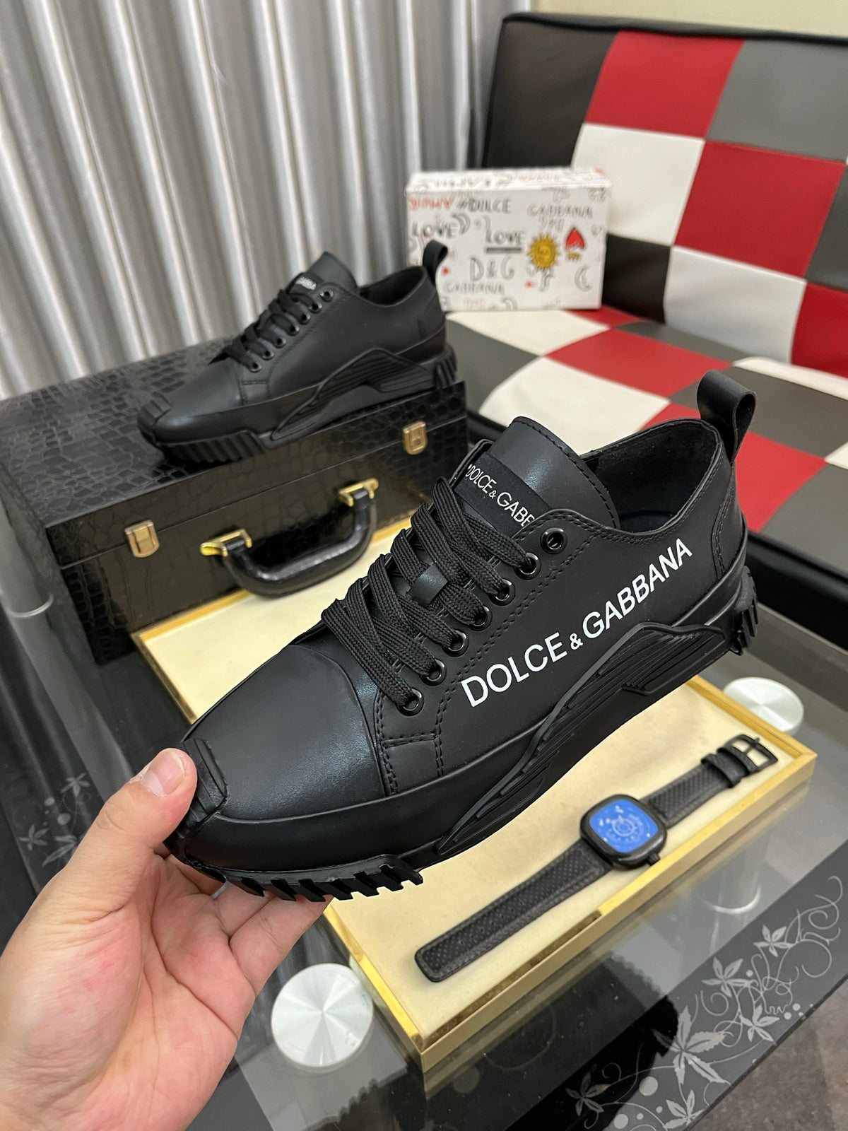 Dolce & Gabbana DG Silk Calfskin & Nubuck Casual Sneakers