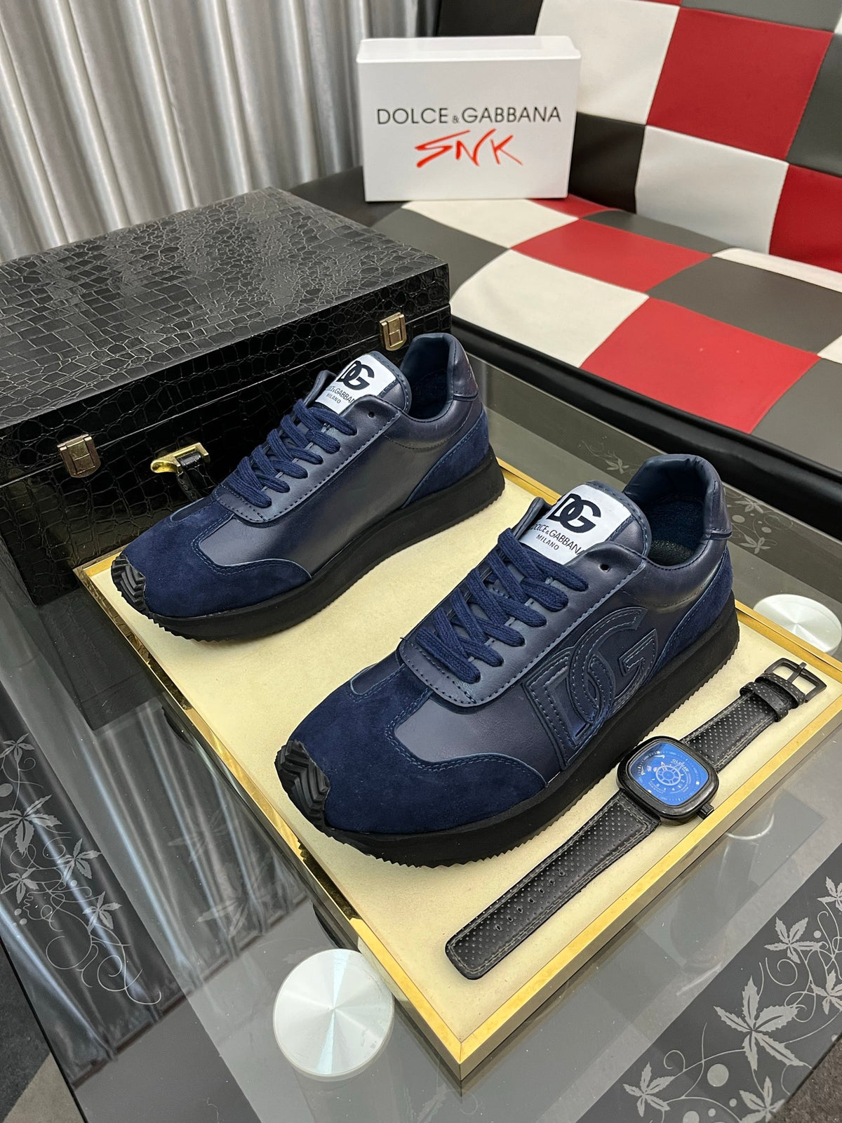 Dolce & Gabbana DG Silk Calfskin & Nubuck Casual Sneakers