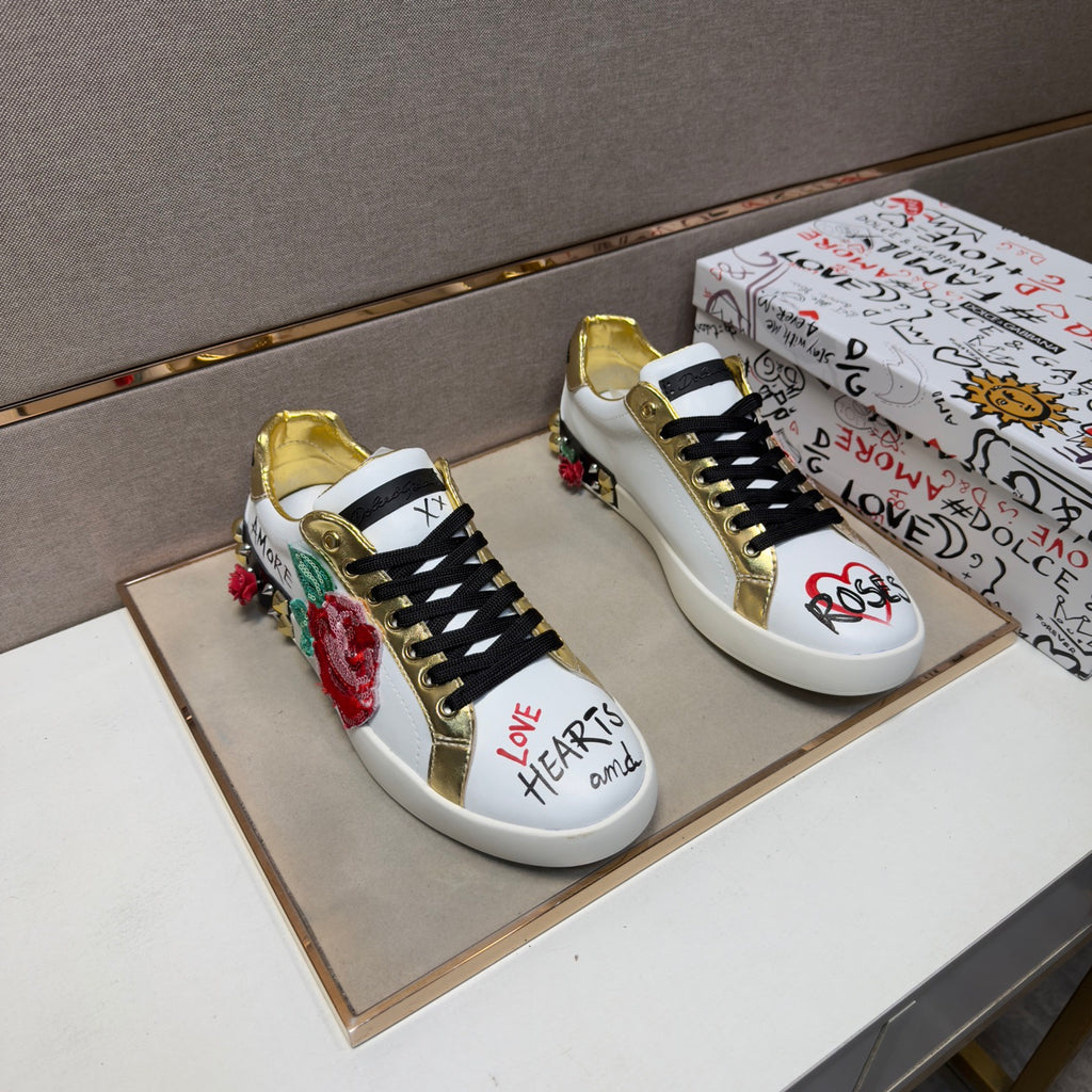 Dolce & Gabbana DG Couple's Multi-Material Casual Sneakers Multi-Color