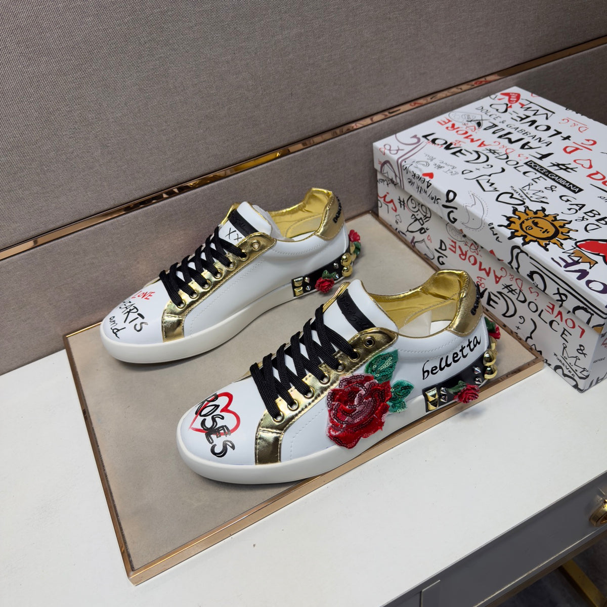 Dolce & Gabbana DG Couple's Multi-Material Casual Sneakers Multi-Color