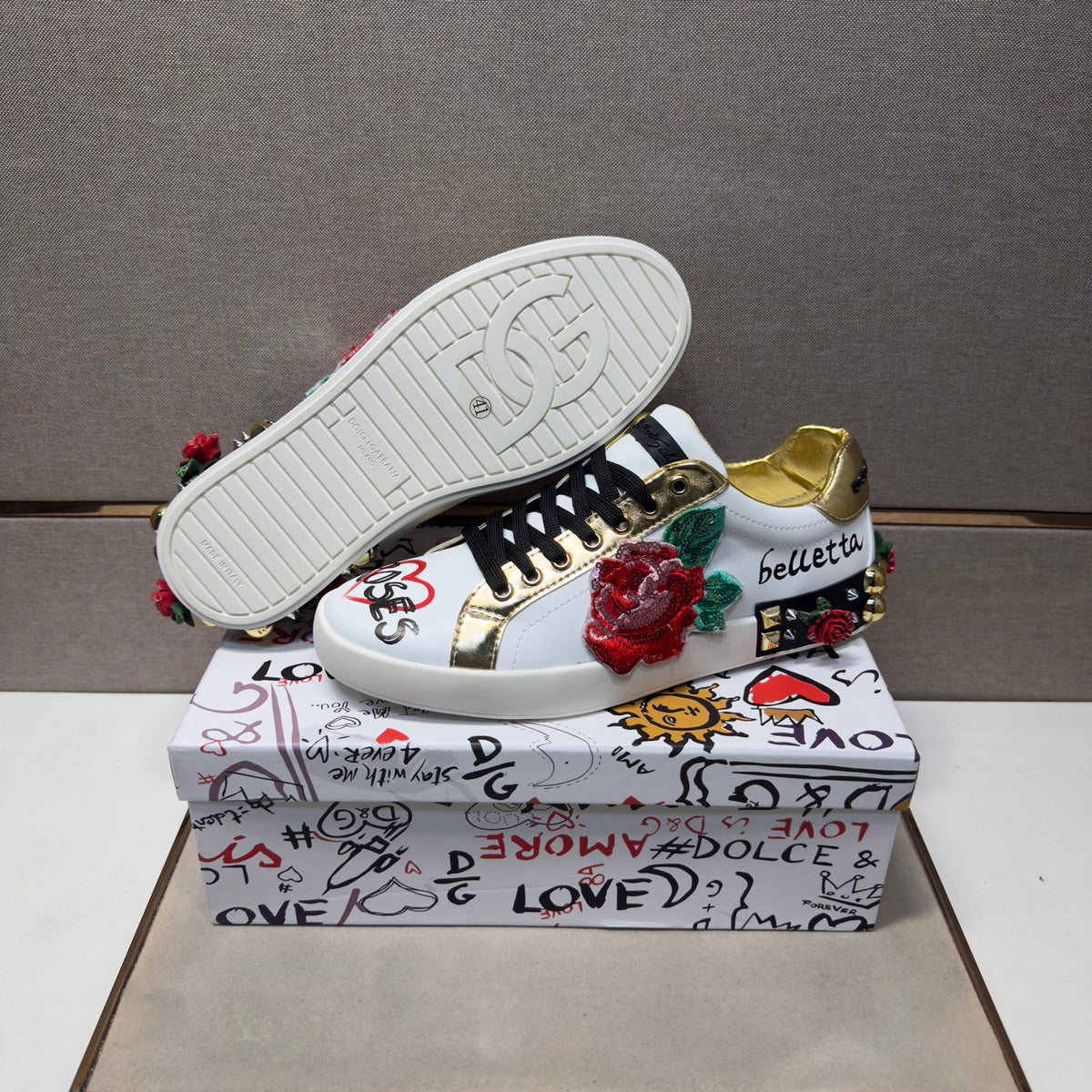 Dolce & Gabbana DG Couple's Multi-Material Casual Sneakers Multi-Color