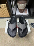 Dolce & Gabbana DG Men's Leather Strap Sandals with Aluminum Buckle