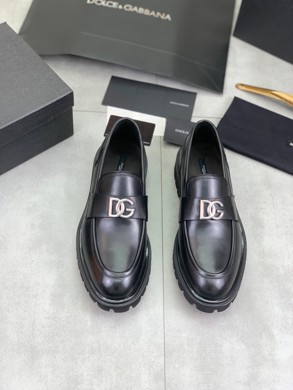 Dolce & Gabbana DG Men's Slip-On Moccasin Loafers with Metal Detail