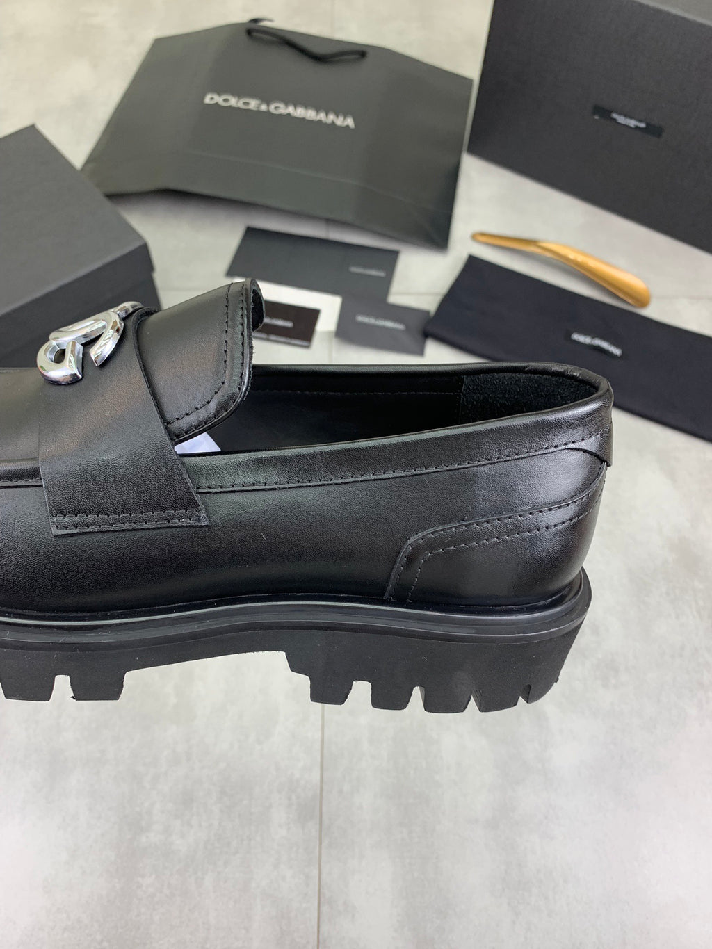 Dolce & Gabbana DG Men's Slip-On Moccasin Loafers with Metal Detail