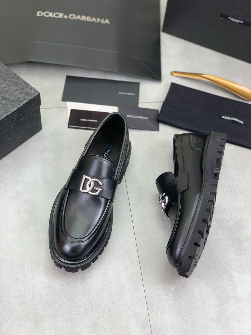 Dolce & Gabbana DG Men's Slip-On Moccasin Loafers with Metal Detail