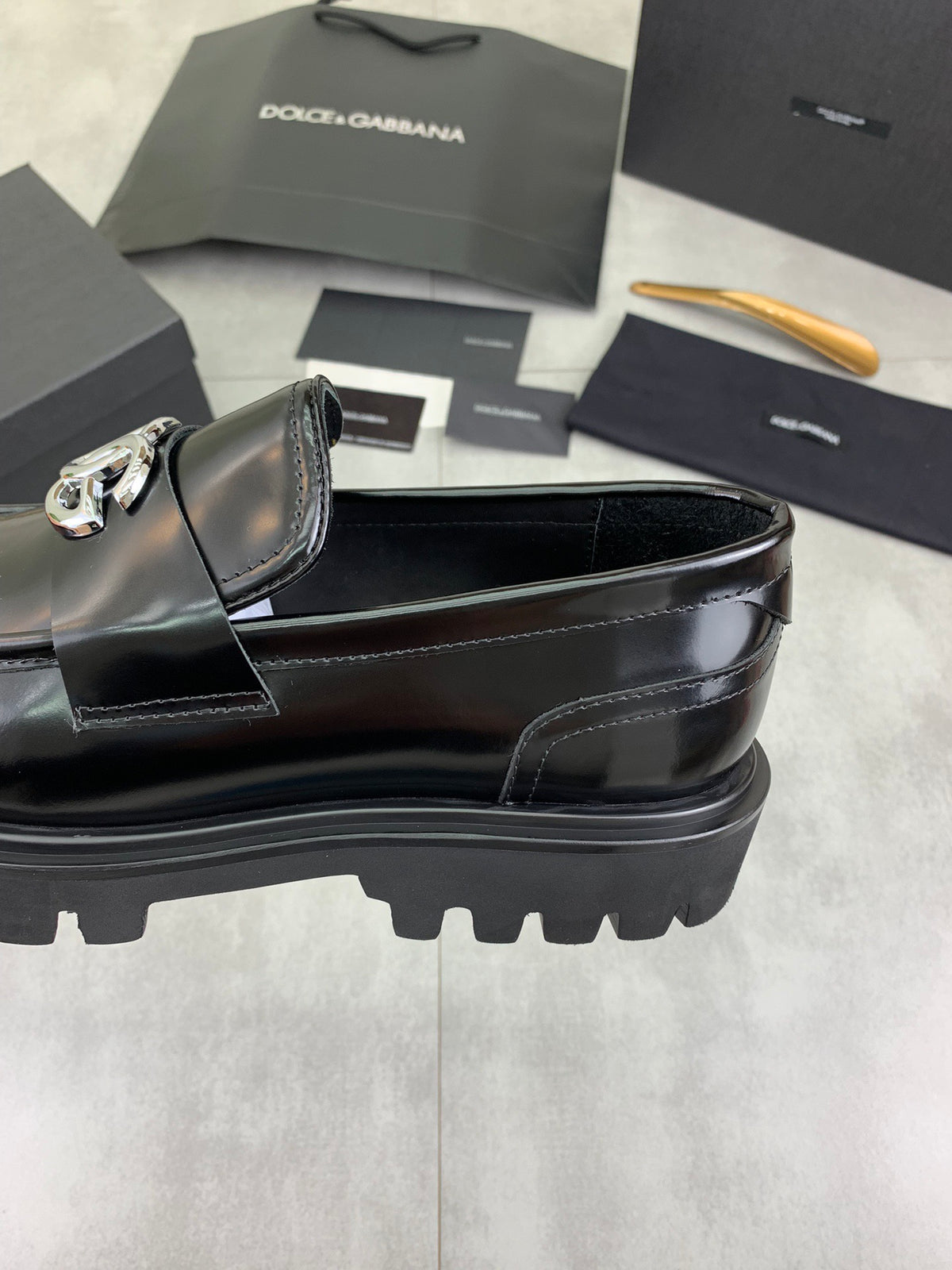 Dolce & Gabbana DG Men's Slip-On Moccasin Loafers with Metal Detail