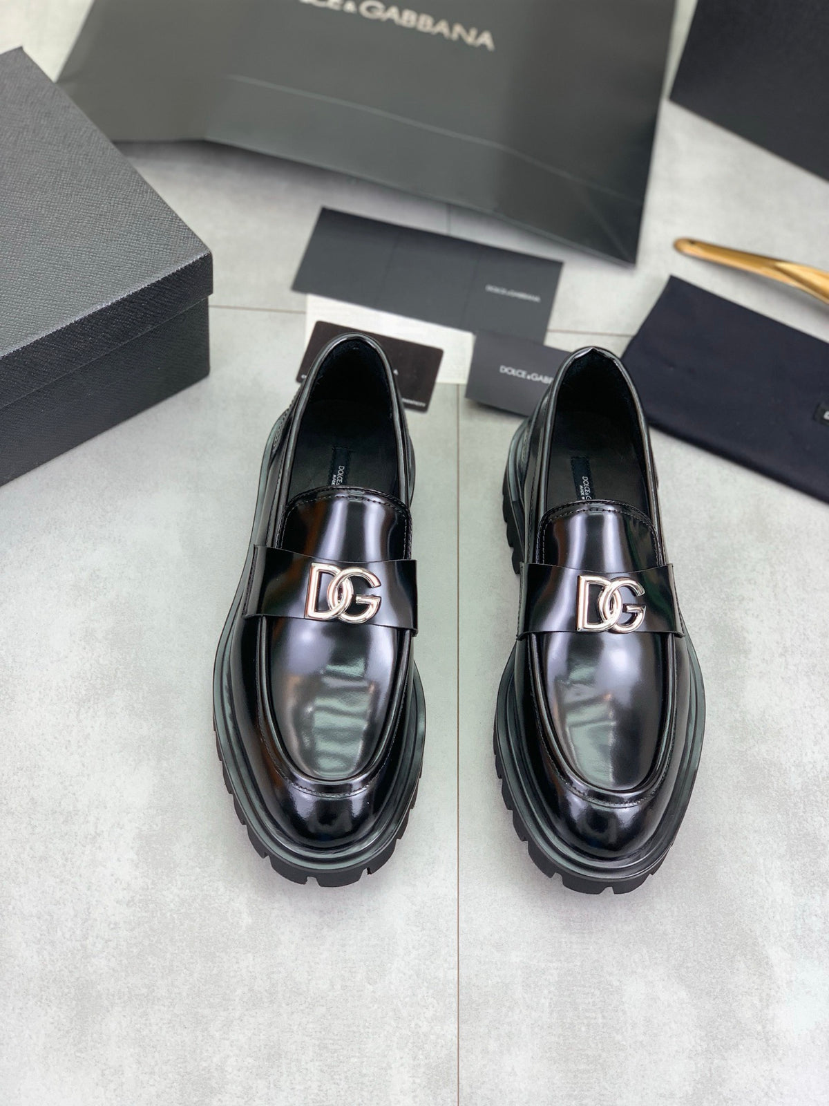 Dolce & Gabbana DG Men's Slip-On Moccasin Loafers with Metal Detail