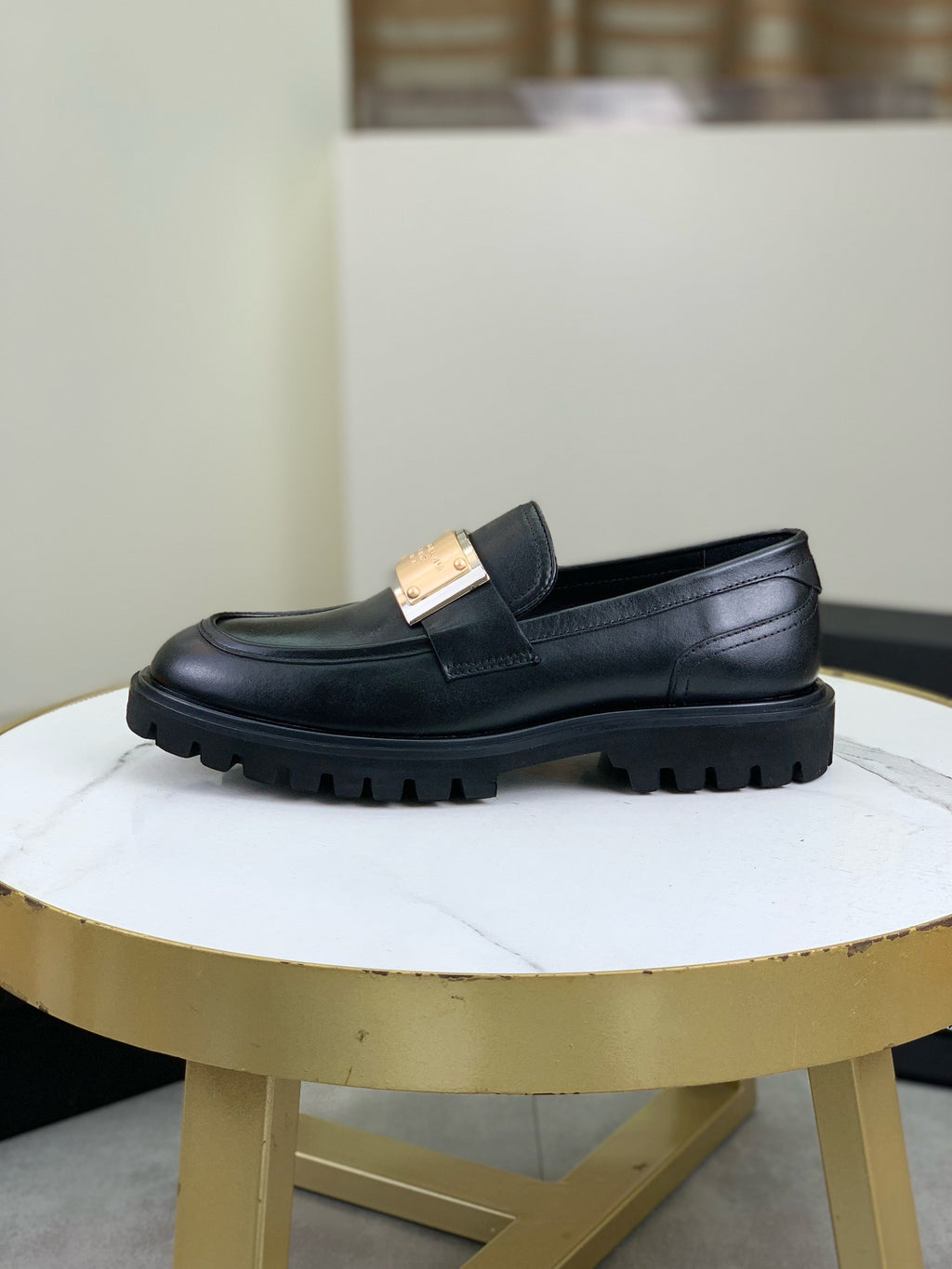 Dolce & Gabbana DG Men's Slip-On Moccasin Loafers with Metal Detail