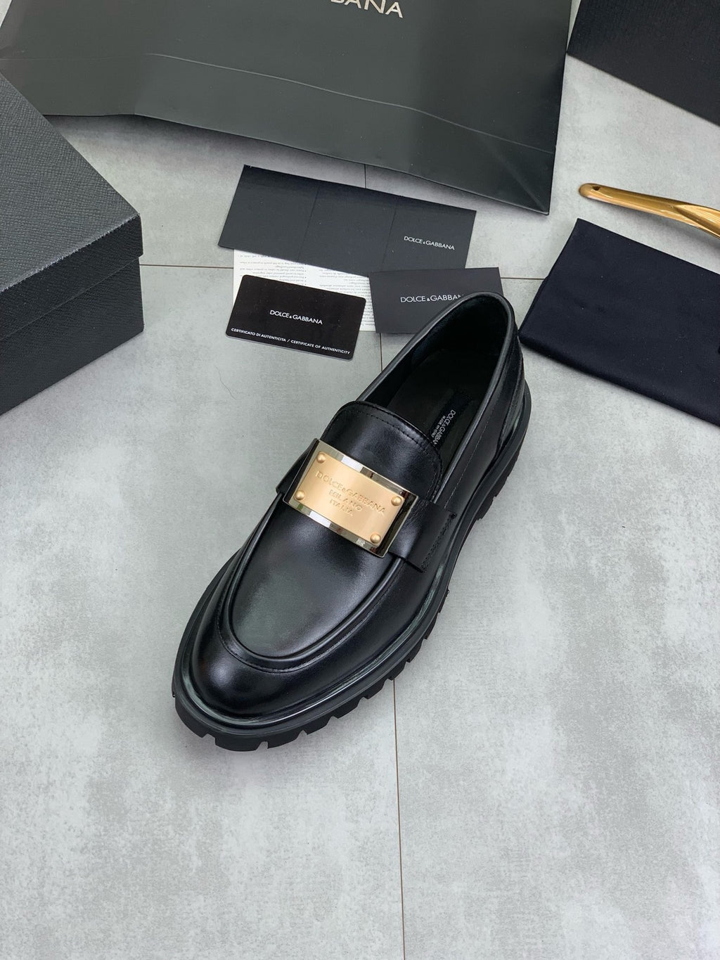 Dolce & Gabbana DG Men's Slip-On Moccasin Loafers with Metal Detail
