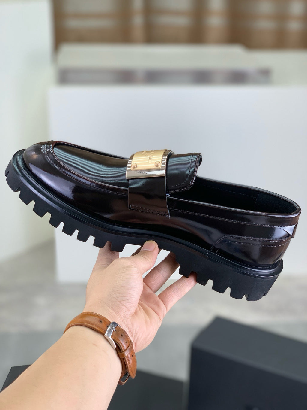 Dolce & Gabbana DG Men's Slip-On Moccasin Loafers with Metal Detail