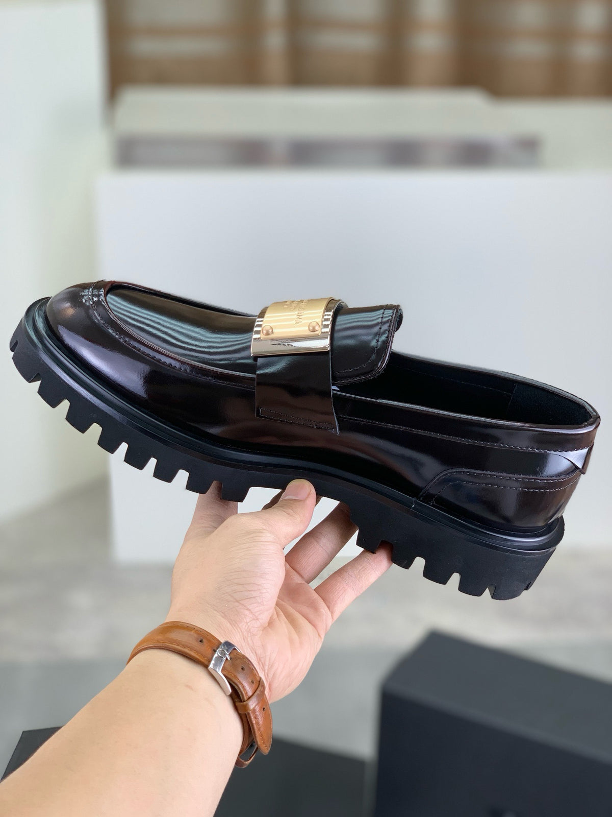 Dolce & Gabbana DG Men's Slip-On Moccasin Loafers with Metal Detail